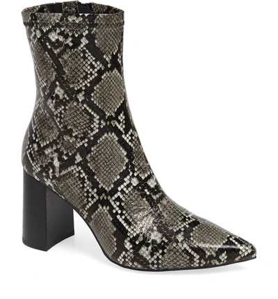 Shop Jeffrey Campbell Coma 3 Block Heel Bootie In Grey/ Black Snake Print