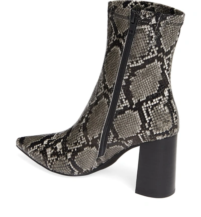 Shop Jeffrey Campbell Coma 3 Block Heel Bootie In Grey/ Black Snake Print