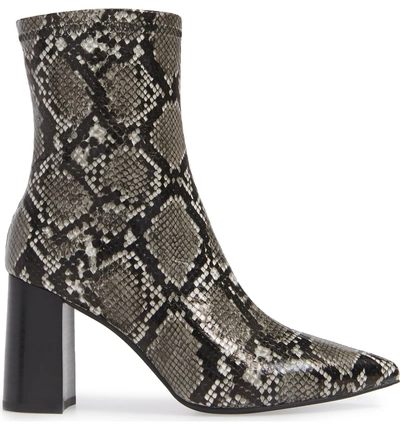 Shop Jeffrey Campbell Coma 3 Block Heel Bootie In Grey/ Black Snake Print