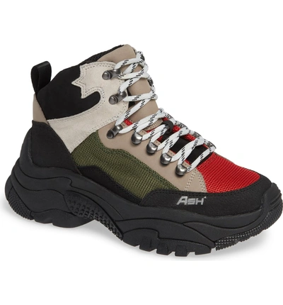 Shop Ash Alfa Hiker Sneaker In Black/ Red/ Green