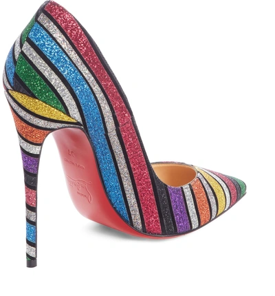 Shop Christian Louboutin So Kate Glitter Stripe Pump In Rainbow Stripe