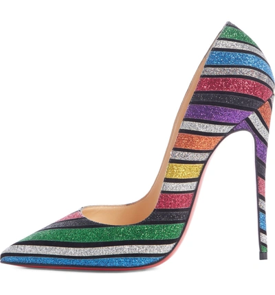 Shop Christian Louboutin So Kate Glitter Stripe Pump In Rainbow Stripe