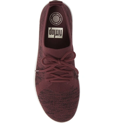 Shop Fitflop F-sporty Uberknit(tm) Sneaker In Deep Plum Mix Fabric