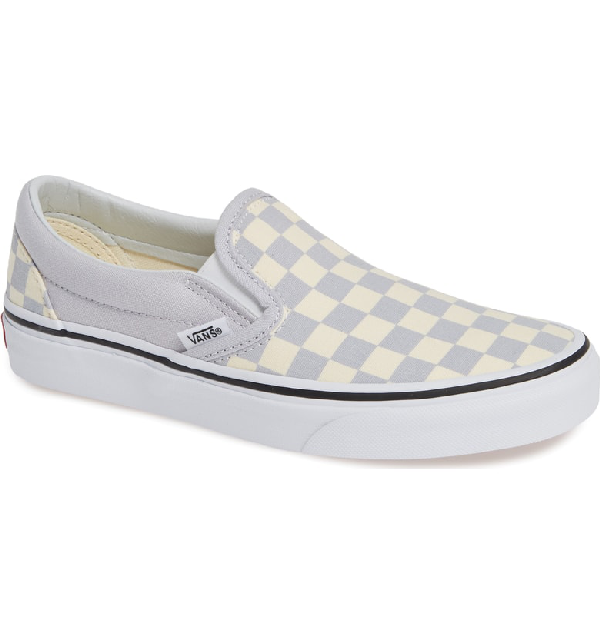 vans checkerboard slip on gray dawn