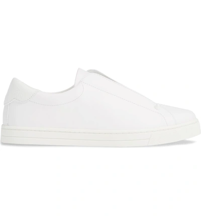 Shop Fendi Rockoclick Knit Logo Slip-on Sneaker In White