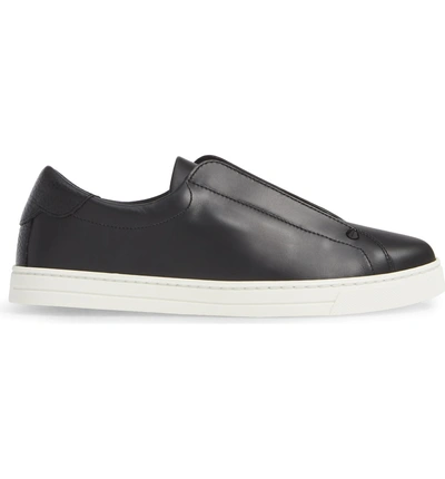 Shop Fendi Rockoclick Knit Logo Slip-on Sneaker In Black