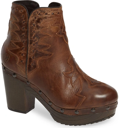 Shop Ariat Music City Bootie In Crackled Tan Leather