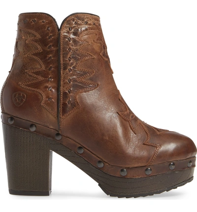 Shop Ariat Music City Bootie In Crackled Tan Leather