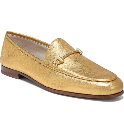 Shop Sam Edelman Lior Loafer In Exotic Gold Leather