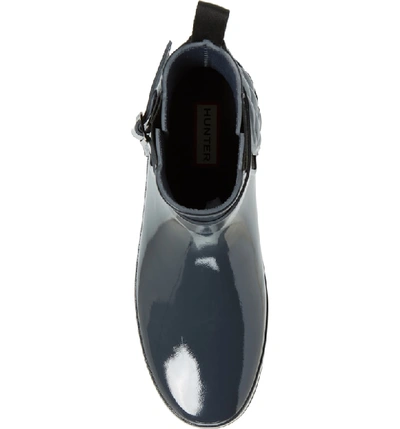 Shop Hunter Original Refined Quilted Gloss Chelsea Waterproof Boot In Dark Slate