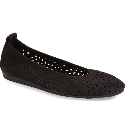 Shop Arche 'lilly' Flat In Black Nubuck Leather