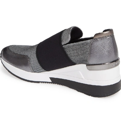 Shop Michael Michael Kors Felix Slip-on Glitter Sneaker In Silver Multi