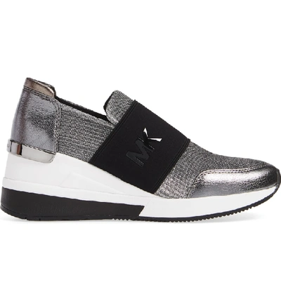 Shop Michael Michael Kors Felix Slip-on Glitter Sneaker In Silver Multi