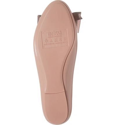 Shop Melissa Doll Iii Bow Flat In Pink Beige Rubber