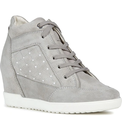 Geox Carum Wedge Sneaker In Light Grey Leather | ModeSens
