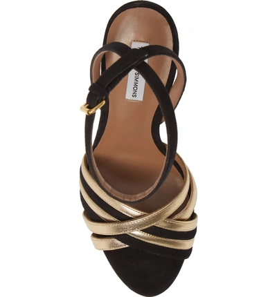 Shop Tabitha Simmons Toni Block Heel Sandal In Black Suede/ Gold