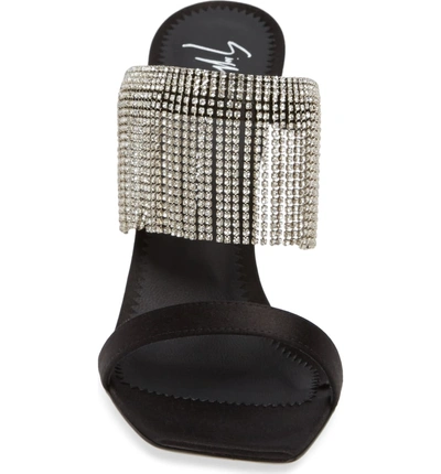 Shop Giuseppe Zanotti Swarovski Crystal Fringe Sandal In Black