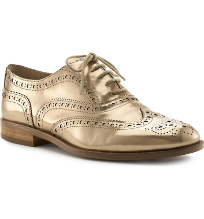 Shop Botkier Calista Metallic Wingtip Oxford In Gold Metallic