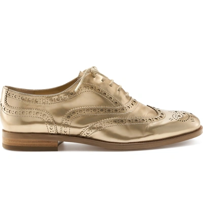 Shop Botkier Calista Metallic Wingtip Oxford In Gold Metallic