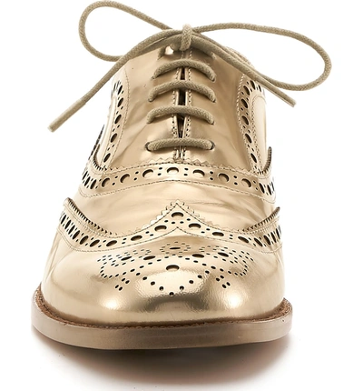 Shop Botkier Calista Metallic Wingtip Oxford In Gold Metallic