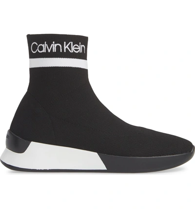 Calvin Klein Quan Stretch Knit Sneakers In Black White | ModeSens