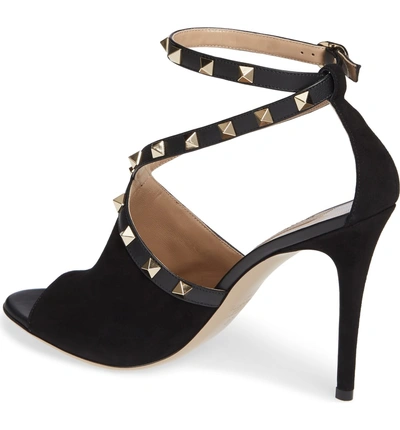 Shop Valentino Rockstud Peeptoe Sandal In Black