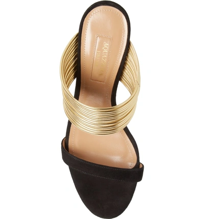 Shop Aquazzura Rendezvous Stiletto Sandal In Black/gold