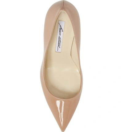 Shop Brian Atwood Valerie Pointy Toe Pump In Cappucino Nude Patent