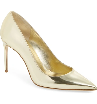 Shop Brian Atwood Valerie Pointy Toe Pump In Sahara Gold Specchio