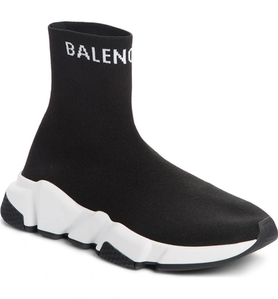 Shop Balenciaga Hi Speed Logo Sock Sneaker In Black