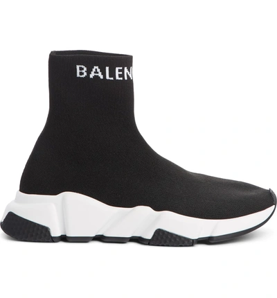 Shop Balenciaga Hi Speed Logo Sock Sneaker In Black