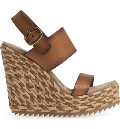 Shop Pedro Garcia Tait Woven Wedge Sandal In Cigar Vacchetta