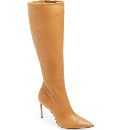 Shop Brian Atwood Knee High Boot In Camel Leather