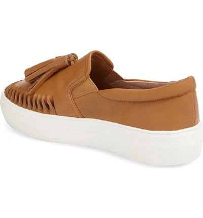 Shop Jslides Tassel Slip-on Sneaker In Tan Leather