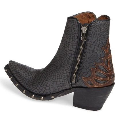 Shop Ariat Fenix Western Bootie In Chic Grey Crackled Tan Leather