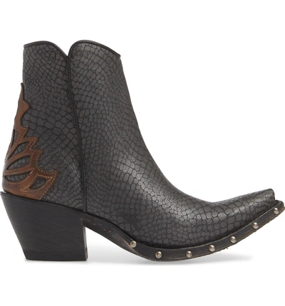 Shop Ariat Fenix Western Bootie In Chic Grey Crackled Tan Leather