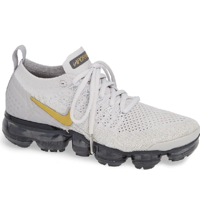 Shop Nike Air Vapormax Flyknit 2 Running Shoe In Grey/ Metallic Gold- Platinum