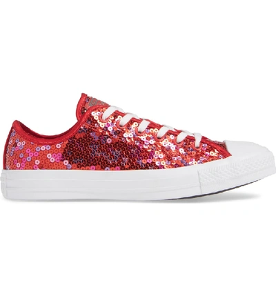Converse Chuck Taylor All Star Sequin Low Top Sneaker In Red Cherry Sequins  | ModeSens