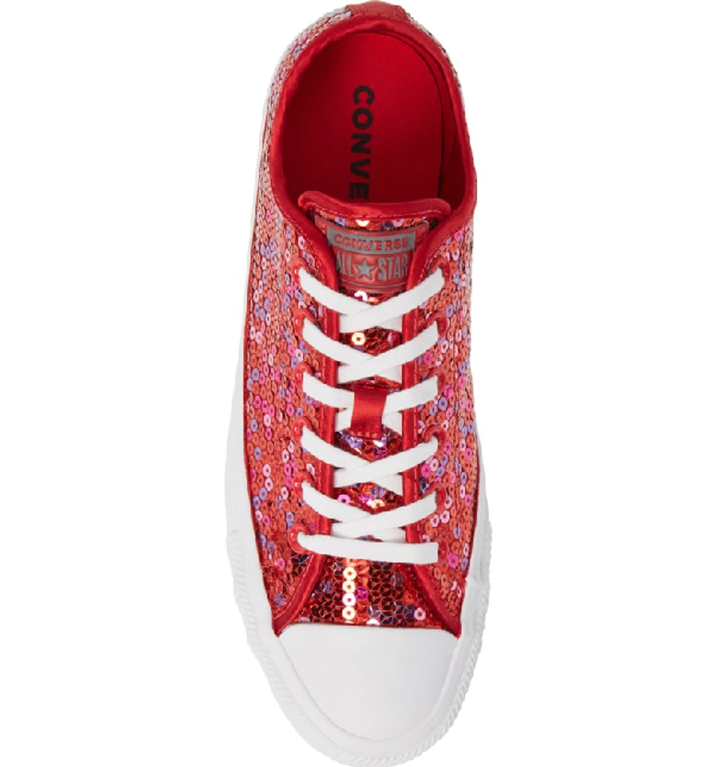 Converse Chuck Taylor All Star Sequin Low Top Sneaker In Red Cherry Sequins ModeSens
