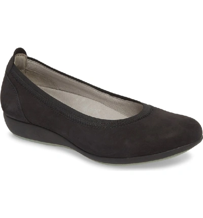 Shop Dansko Kristen Ballet Flat In Black Milled Nubuck