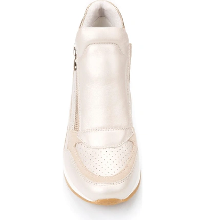 Shop Geox Nydame Wedge Sneaker In Platinum Leather