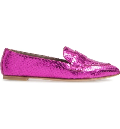 Shop Agl Attilio Giusti Leombruni Softy Pointy Toe Moccasin Loafer In Fuschia Snake