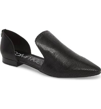 Shop Calvin Klein Edona Loafer Flat In Black Print Leather