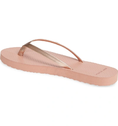 Shop Tory Burch Logo Metallic Flip Flop In Rose Gold/ Rose