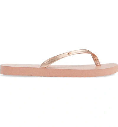 Shop Tory Burch Logo Metallic Flip Flop In Rose Gold/ Rose