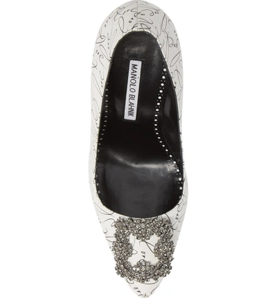 Shop Manolo Blahnik Decade Of Love Hangisi Anniversary Embellished Pump In White Leather