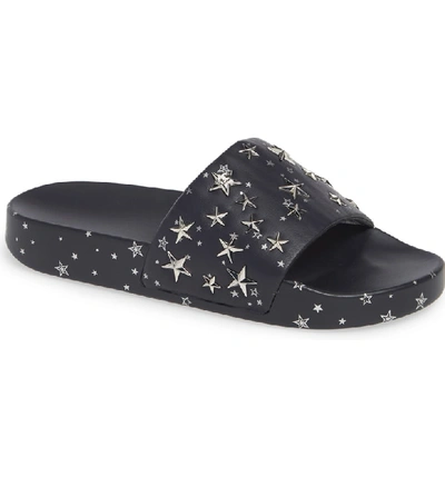 Shop Tory Burch Studded Star Slide Sandal In Perfect Navy/ Silver