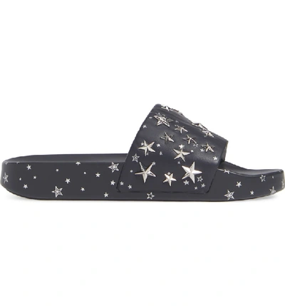 Shop Tory Burch Studded Star Slide Sandal In Perfect Navy/ Silver