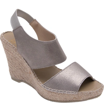 Shop Andre Assous 'reese Hi' Sandal In Pewter Suede