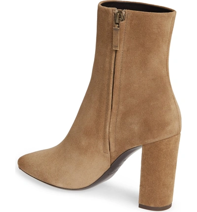 Shop Saint Laurent Lou Almond Toe Boot In Light Cigar Suede